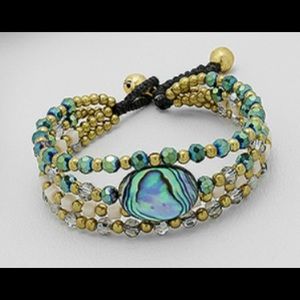 Brass and Abalone multi-strand Bracelet ~